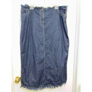 New Horizon Denim modest Maxi Skirt Frayed Raw Hem Size 18 Dark Wash Casual 1428
